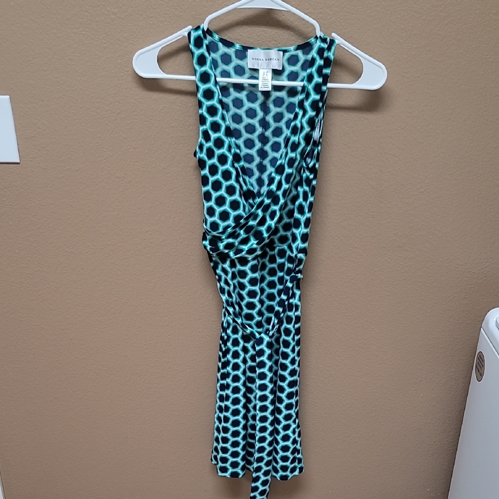 Donna Morgan Teal and Navy Geometric Dress 💙